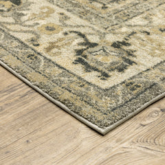 10’ x 13’ Beige and Gray Traditional Medallion Indoor Area Rug