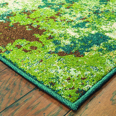 8’ x 11’ Teal and Pickle Green Abstract Indoor Area Rug