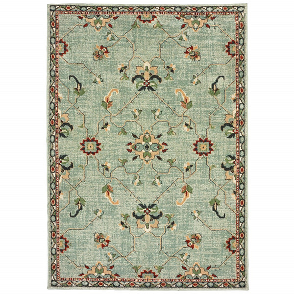 10’ x 13’ Pastel Blue Floral Patterned Indoor Area Rug