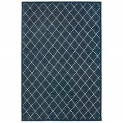 4’ x 6’ Navy and Ivory Lattice Indoor Area Rug