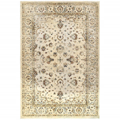 10’ x 13’ Ivory and Gold Distressed  Indoor Area Rug