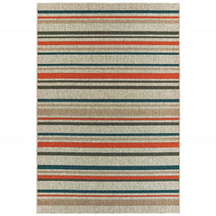 6' x 9' Grey Blue Geometric Indoor Outdoor Area Rug