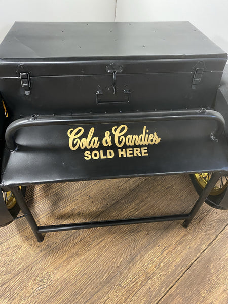Black Old Time Delivery Box Table with Storage