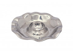 Shiny Silver Wavy Chip and Dip Serving Bowl