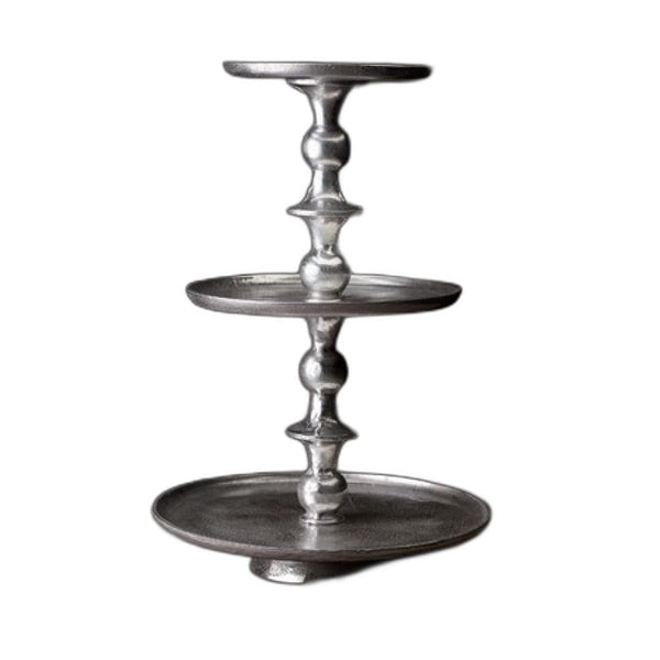Round Silver Polished Three Tier Stand