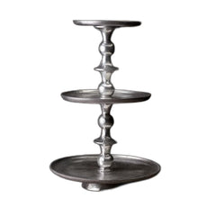 Round Silver Polished Three Tier Stand
