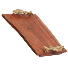 Fish Shaped Handle Wooden Tray