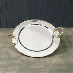 Round Gold Bordered Serving Tray