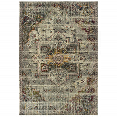 10’x13’ Gray and Ivory Distressed Area Rug