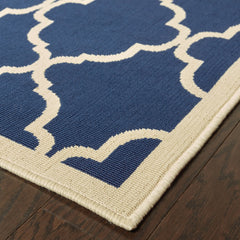 5’x8’ Blue and Ivory Trellis Indoor Outdoor Area Rug