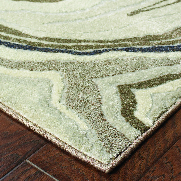 2’x8’ Ivory and Gray Abstract Geometric Runner Rug