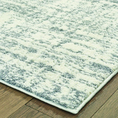 2’x8’ Ivory and Gray Abstract Strokes Runner Rug