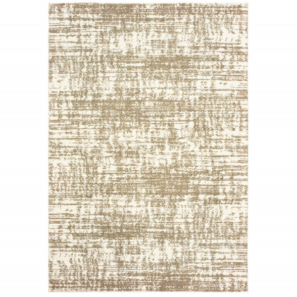 10’x13’ Ivory and Gray Abstract Strokes Area Rug