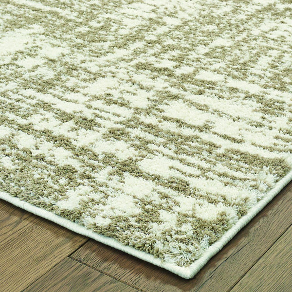 10’x13’ Ivory and Gray Abstract Strokes Area Rug