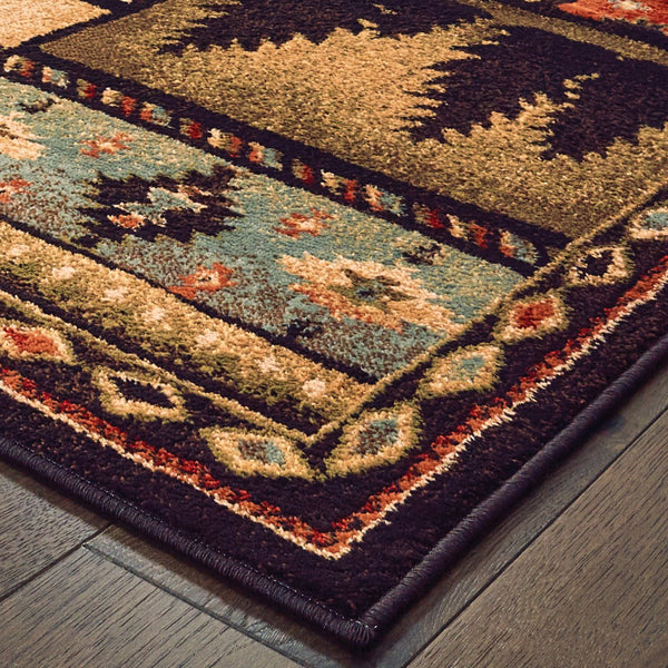 7’x9’ Black and Brown Nature Lodge Area Rug