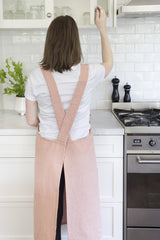 Set of Burnt Orange Striped Apron and Oven Gloves