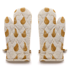 Set of Two Yellow Tea Towels with Matching Oven Gloves