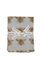 Set of Two Teal Towels with Yellow Bumble Bee Oven Gloves