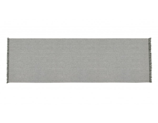 Set of Leaf Green Striped Table Runner and Eight Napkins