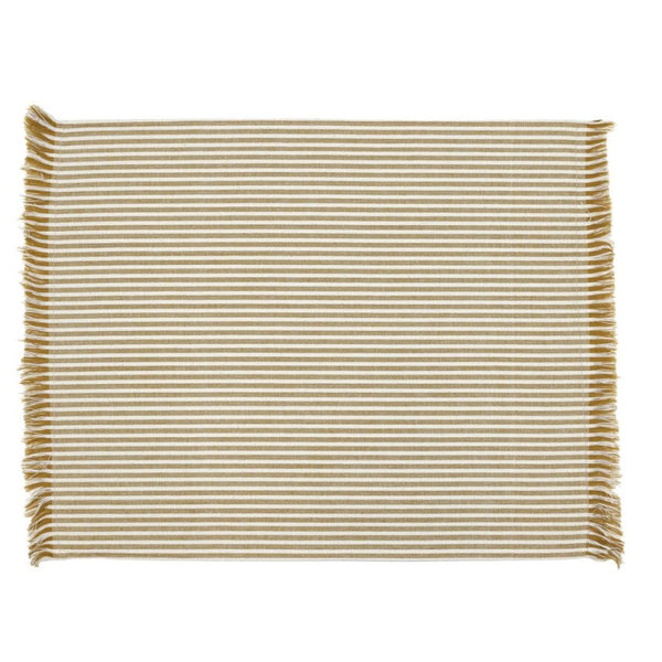 Set of Eight Yellow Ochre Striped Placemats