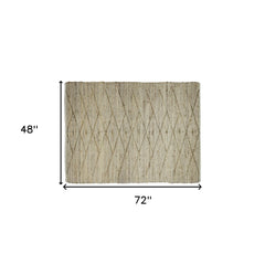 4’ x 6’ Beige Distressed Tribal Area Rug