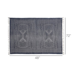 4’ x 6’ Blue and Ivory Batik Area Rug