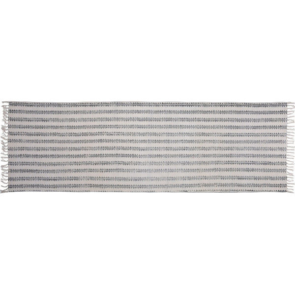 3' X 8' Gray and Cream Sawlike Stripes Runner Rug