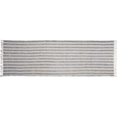 3' X 8' Gray and Cream Sawlike Stripes Runner Rug