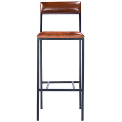 Classic Leather and Metal Bar Stool