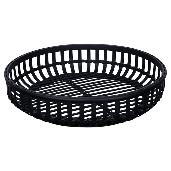 Black Round Rattan Decorative Tray