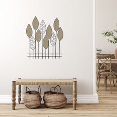 Metal Flower and Leaves Wall Decor