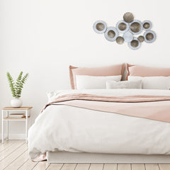 White and Gold Metal Plate Wall Decor