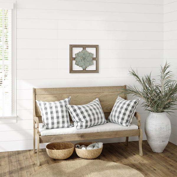 Green Floral Wood and Metal Wall Decor