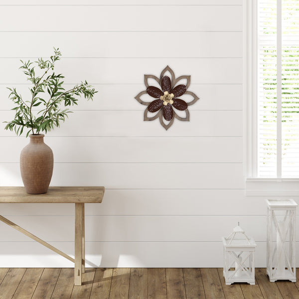 Maroon Layered Floral Wall Decor