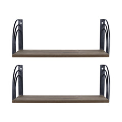 Set of Two Arched Wooden Floating Wall Shelves