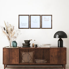 Set of 3 Wooden Brave Calm Kind Wall Frame Decor