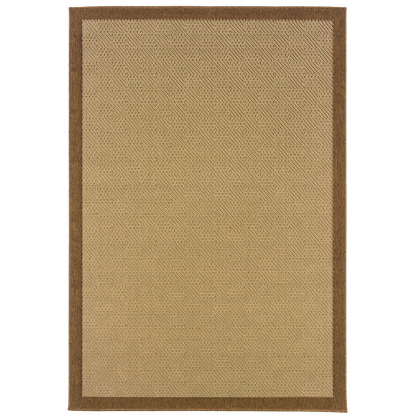 3’x5’ Beige and Brown Plain Indoor Outdoor Area Rug