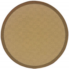 8’ Round Beige and Brown Plain Indoor Outdoor Area Rug