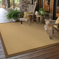 9’x13’ Beige and Brown Plain Indoor Outdoor Area Rug