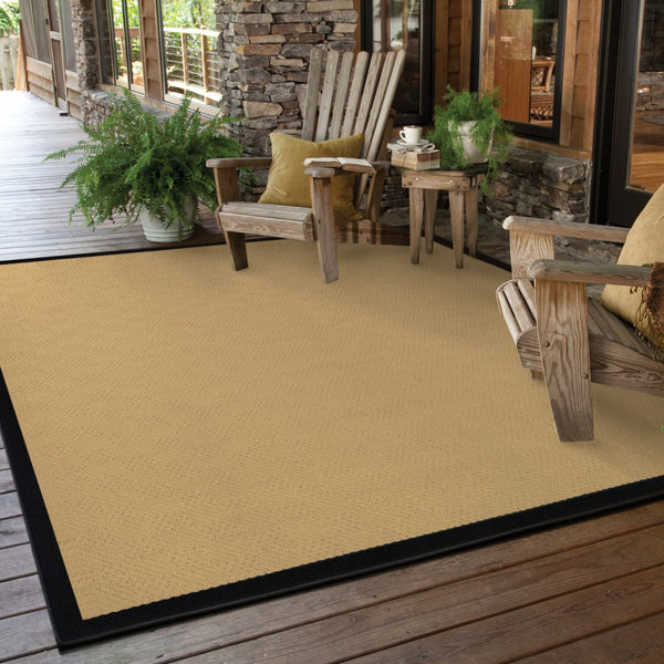 9’x13’ Beige and Black Plain Indoor Outdoor Area Rug