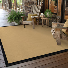 9’x13’ Beige and Black Plain Indoor Outdoor Area Rug