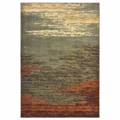 7’x9’ Blue and Brown Distressed Area Rug