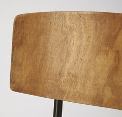 Metal and Wood Leather Dining Chair