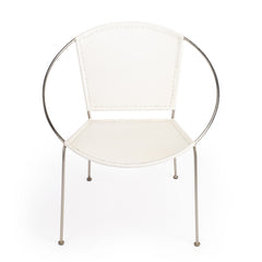 Modern Ring Shape White Leather Accent Chair