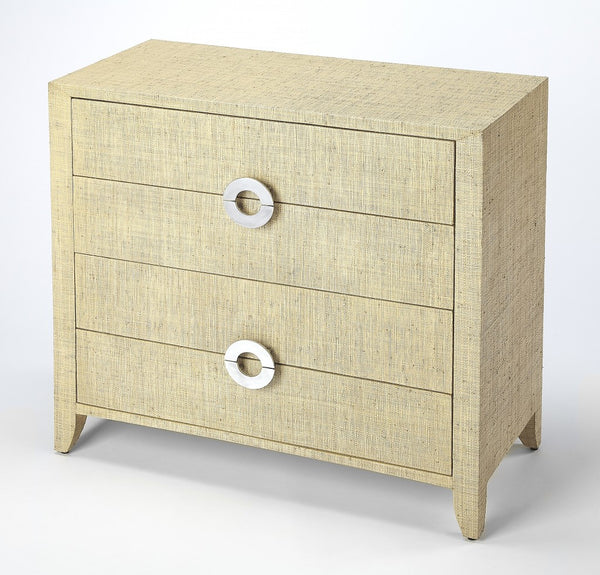 Amelle Cream Raffia 4 Drawer Accent Chest