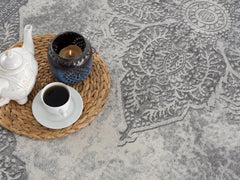 2’ x 6’ Gray Distressed Medallion Area Rug