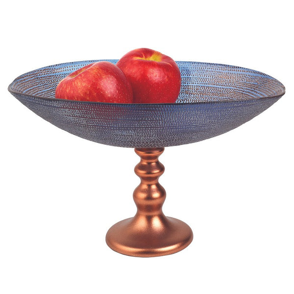 Handcrafted European Glass Centerpiece Low Footed Bowl