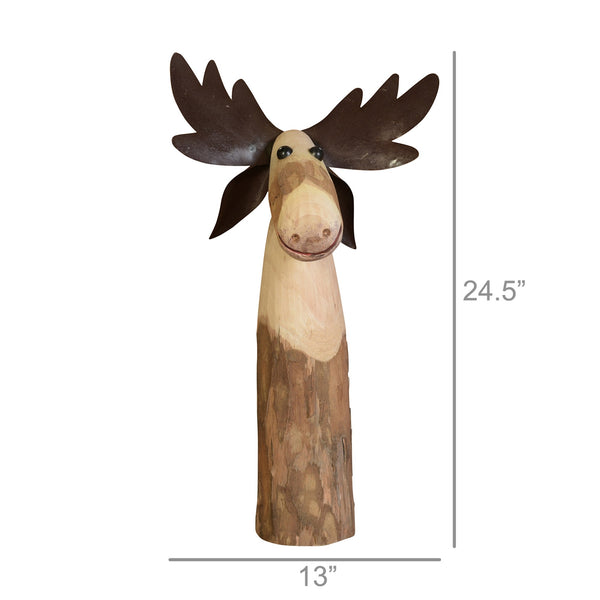Jumbo Wood and Metal Moose Sculpture