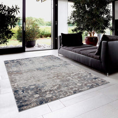 2’ x 18’ Navy and Beige Distressed Vines Runner Rug