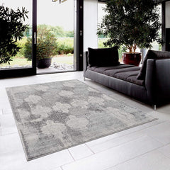 2’ x 18’ Gray Distressed Trellis Pattern Runner Rug